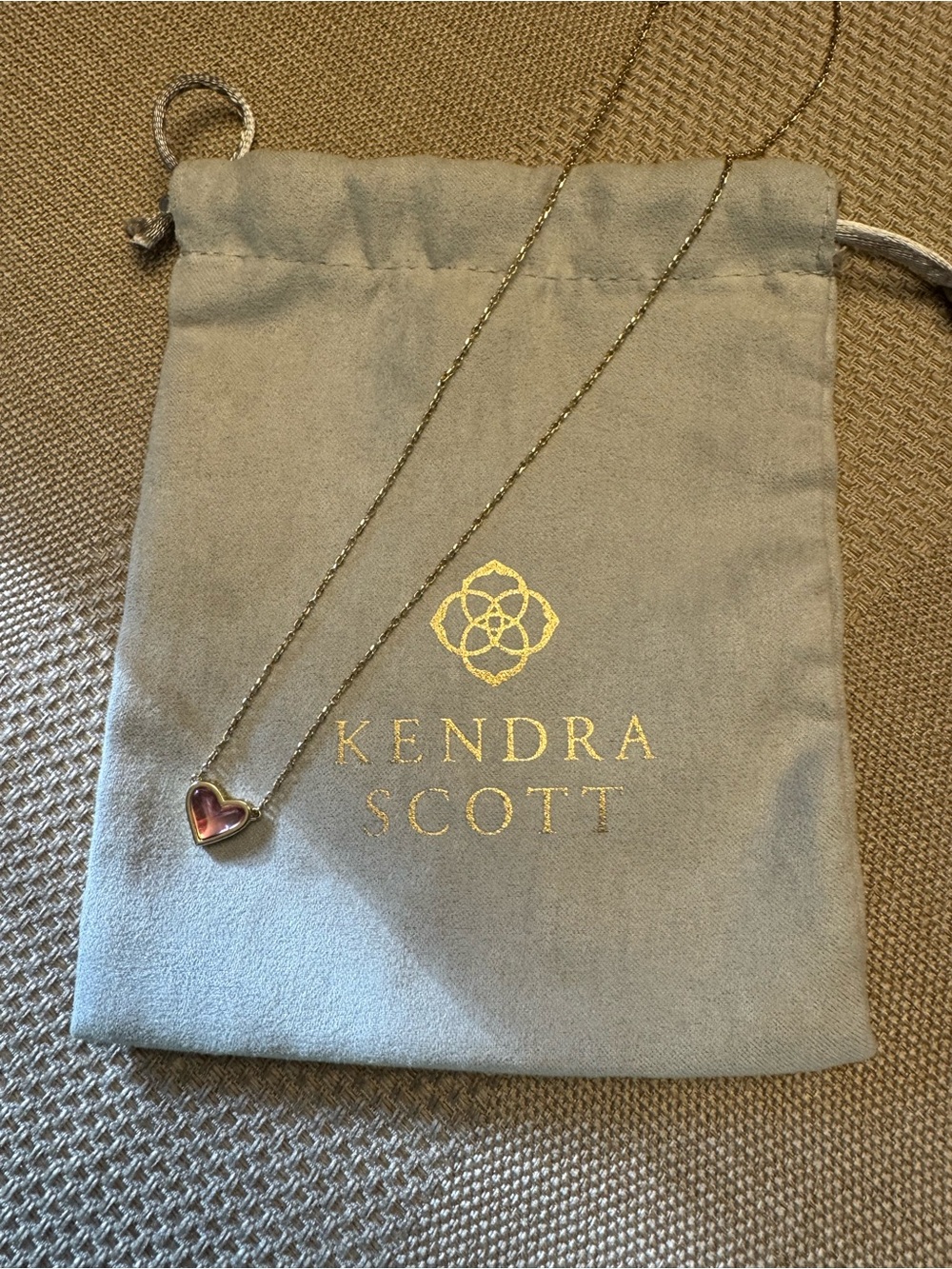 Kendra Scott Gold Heart Pendant Necklace with Pink Stone